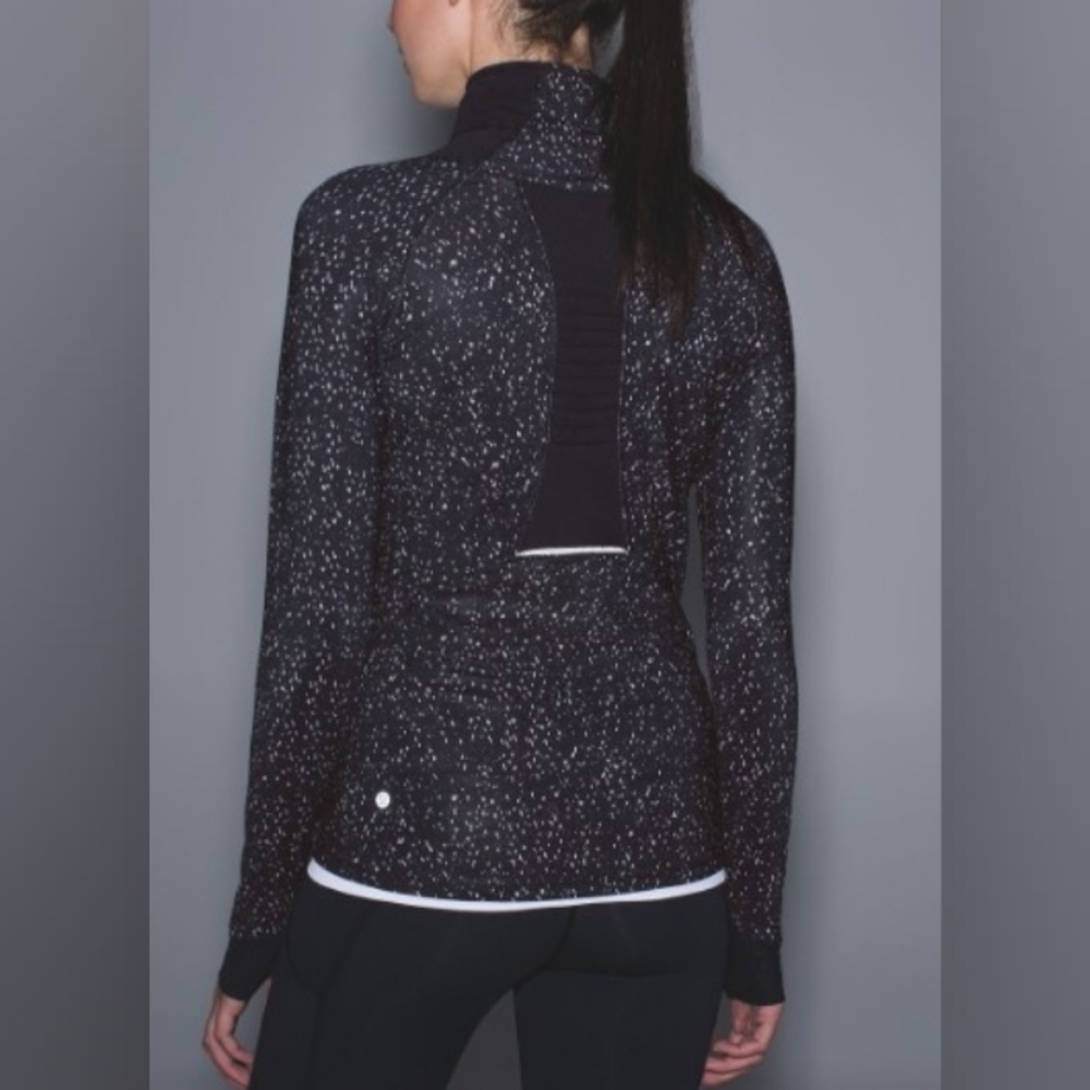 Lululemon Go The Distance 1/2 Zip Butterfly Texture Mink Berry Black Ladies Sz 6